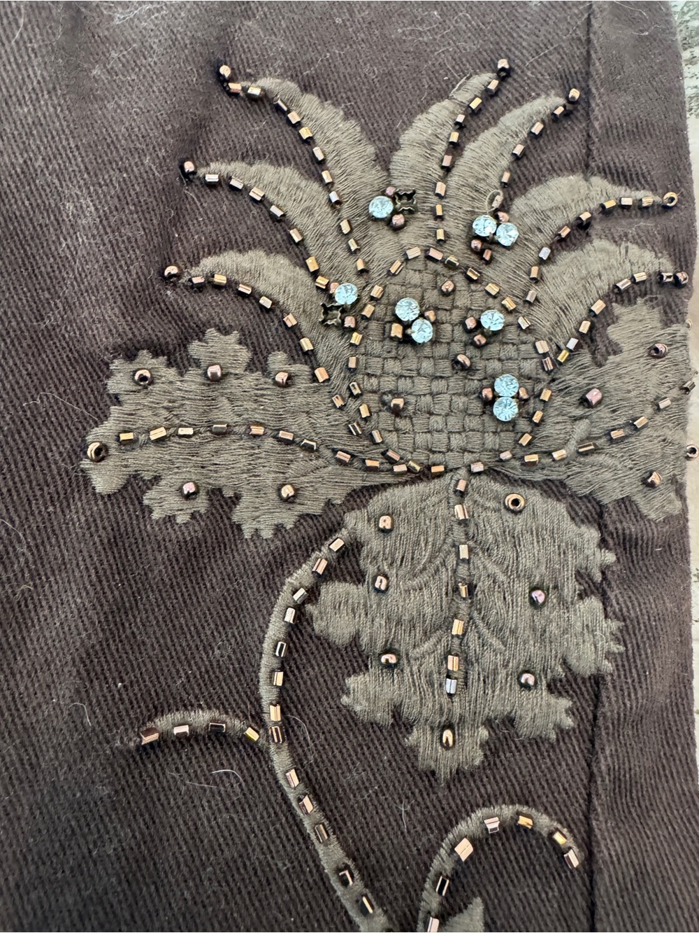 Willi Smith Brown Embroidered Wide-Leg Pants - Picture 4 of 4